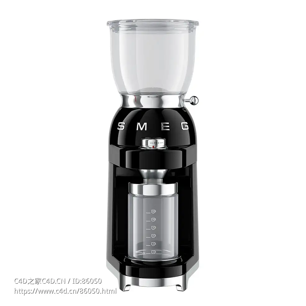 Smeg五十年代风格咖啡研磨机3D模型素材下载Coffee Grinder 50's Style by Smeg