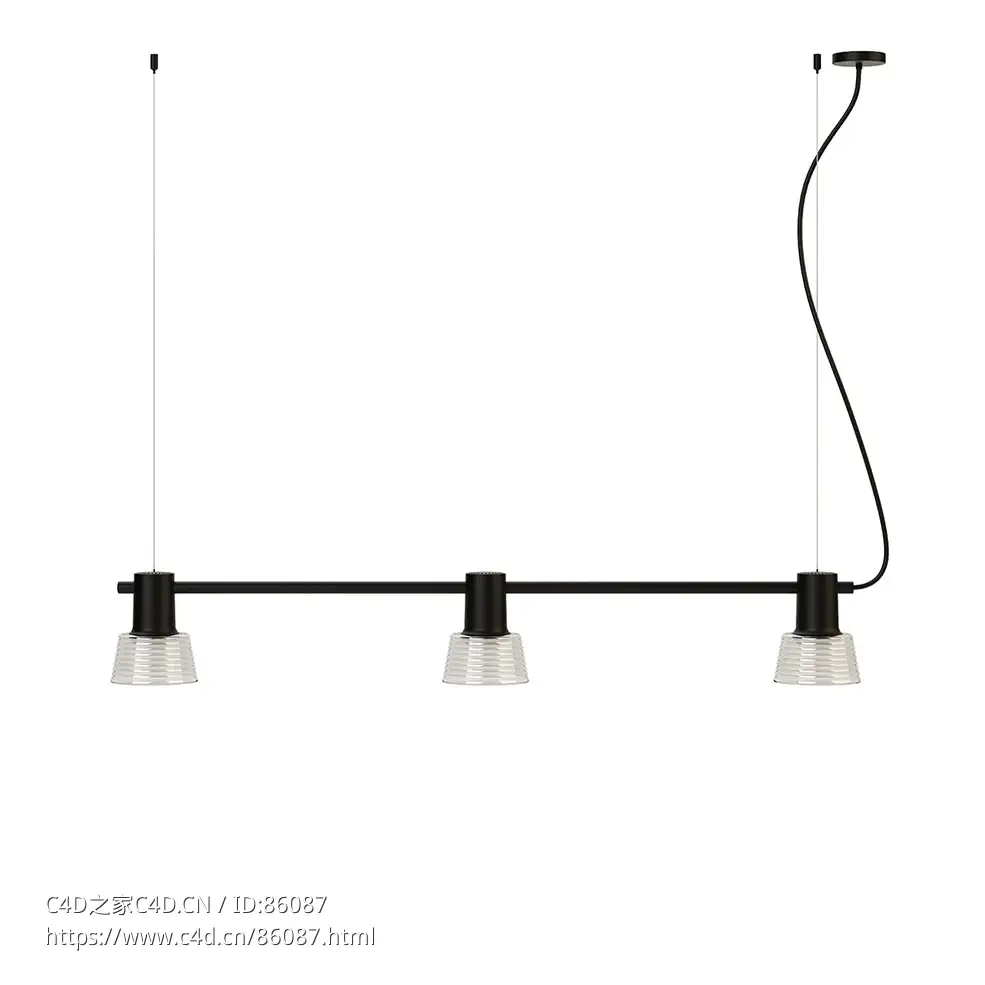 Zero构成系列小号玻璃罩轨道吊灯3D模型素材下载Compose Rail Pendant Light Small Gla