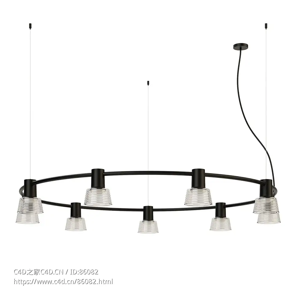 Zero构成系列小号玻璃罩圆形轨道吊灯3D模型素材下载Compose Rail Circle Pendant Ligh