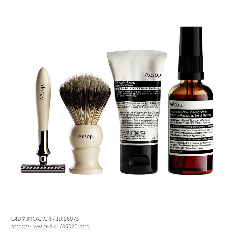 Aesop完整剃须护理套装3D模型素材下载Complete Shaving Care by Aesop