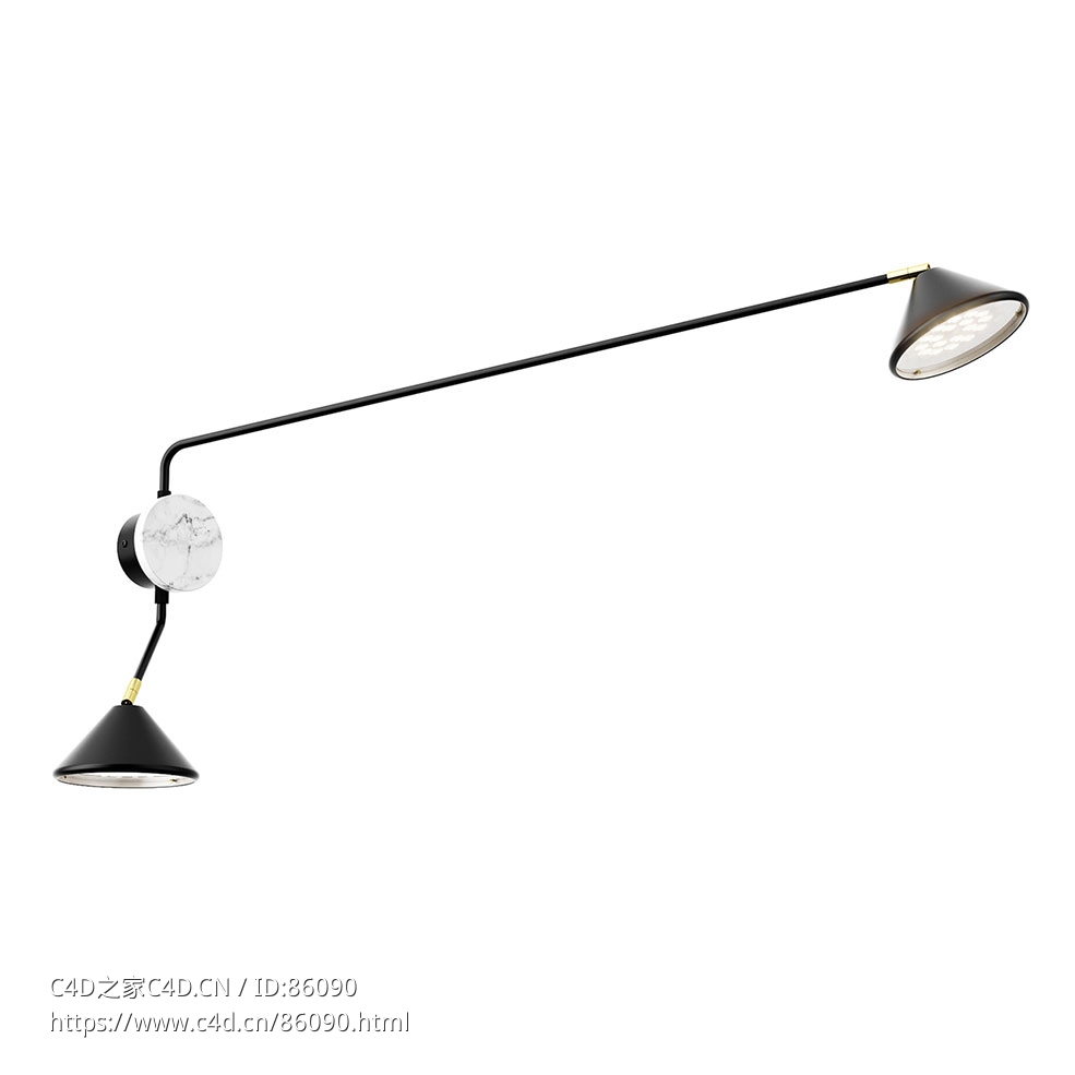 Seyvaa圆锥双头壁灯3D模型素材下载Conic Duo Wall Lamp by Seyvaa