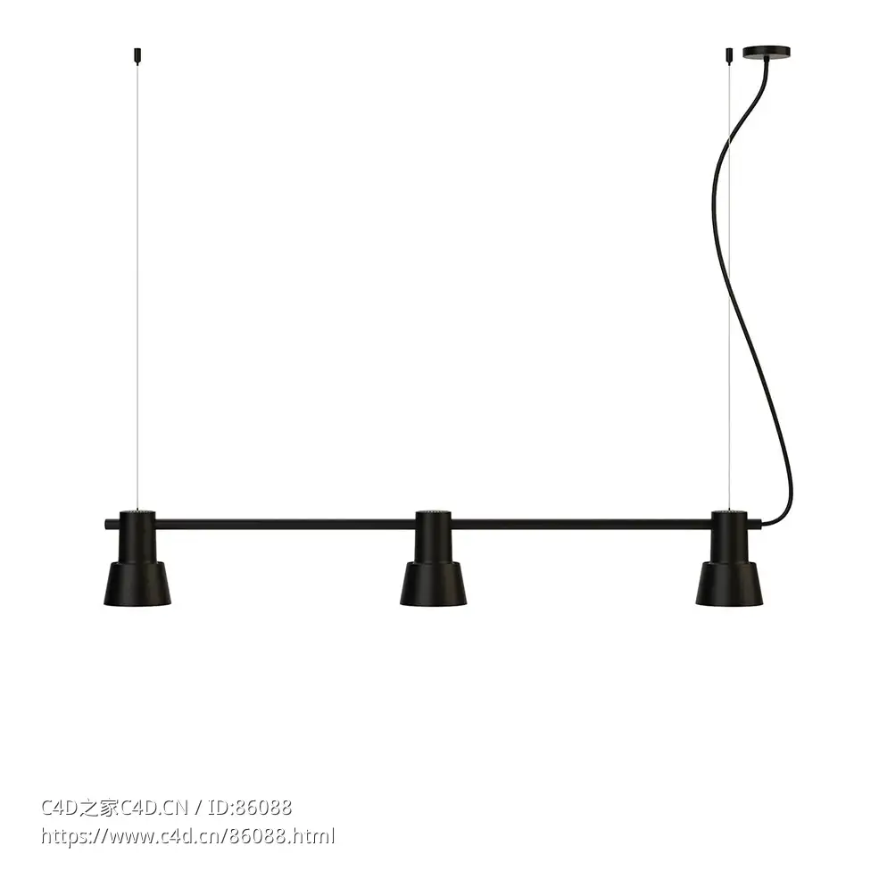 Zero构成系列小号金属罩轨道吊灯3D模型素材下载Compose Rail Pendant Light Small Met