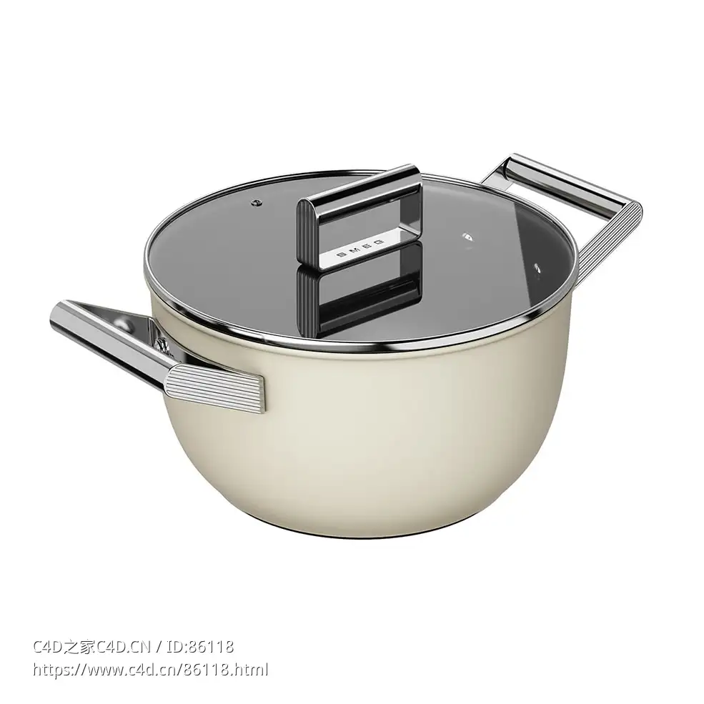 Smeg五十年代风格浅炖锅3D模型素材下载Cookware Low Casserole Dish 50's Style by Sm