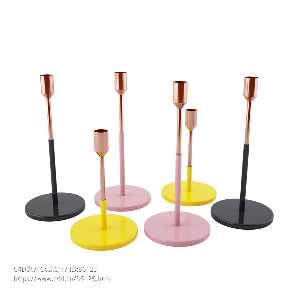铜制烛台 (装饰烛台)3D模型素材下载Copper Candle Holders by Jansen+Co