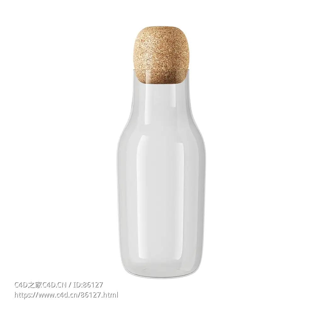 软木玻璃水瓶 (饮水容器)3D模型素材下载Corky Carafe by Muuto