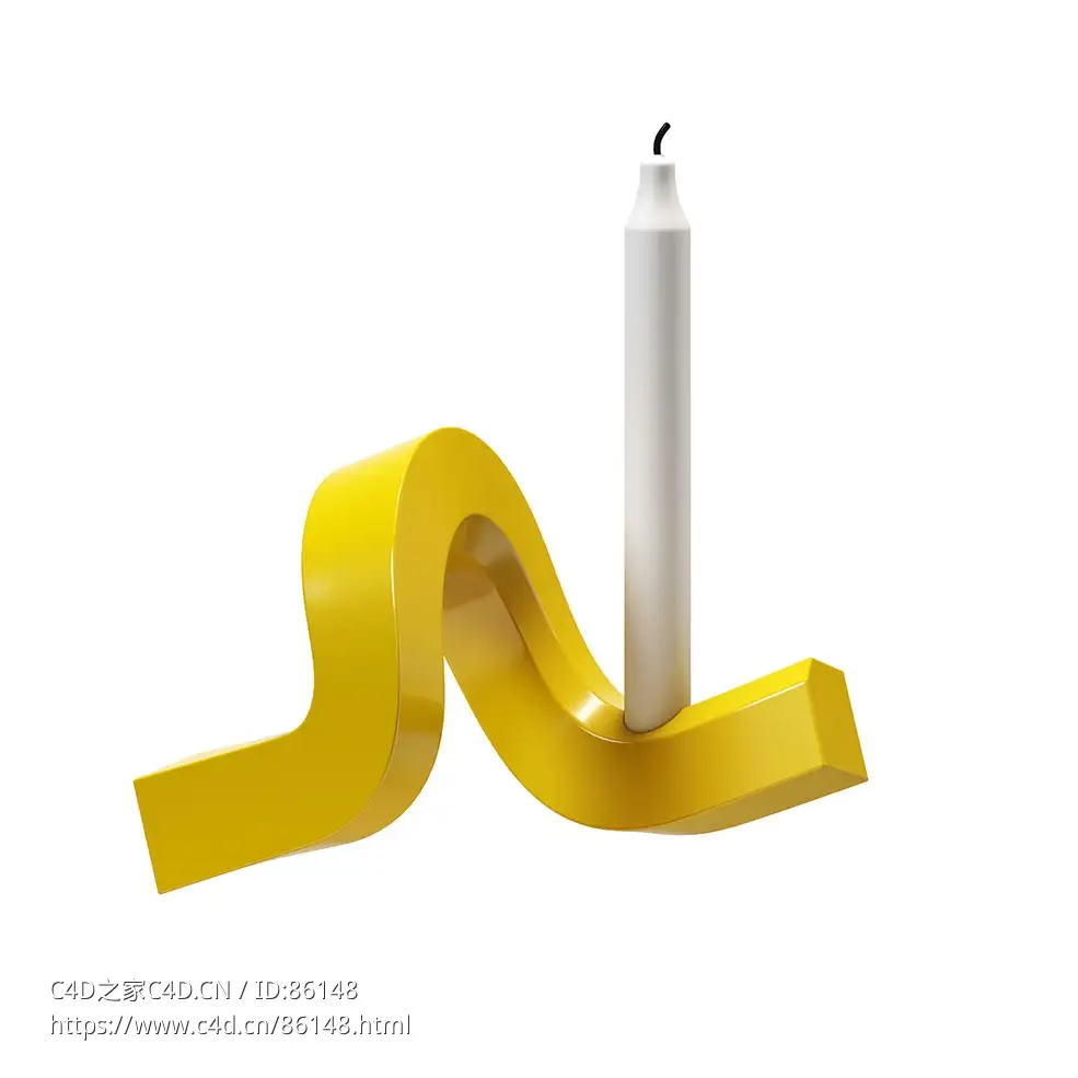 弯曲烛台一号 (装饰烛台)3D模型素材下载Crooked Candlestick One by Normann Copenhag