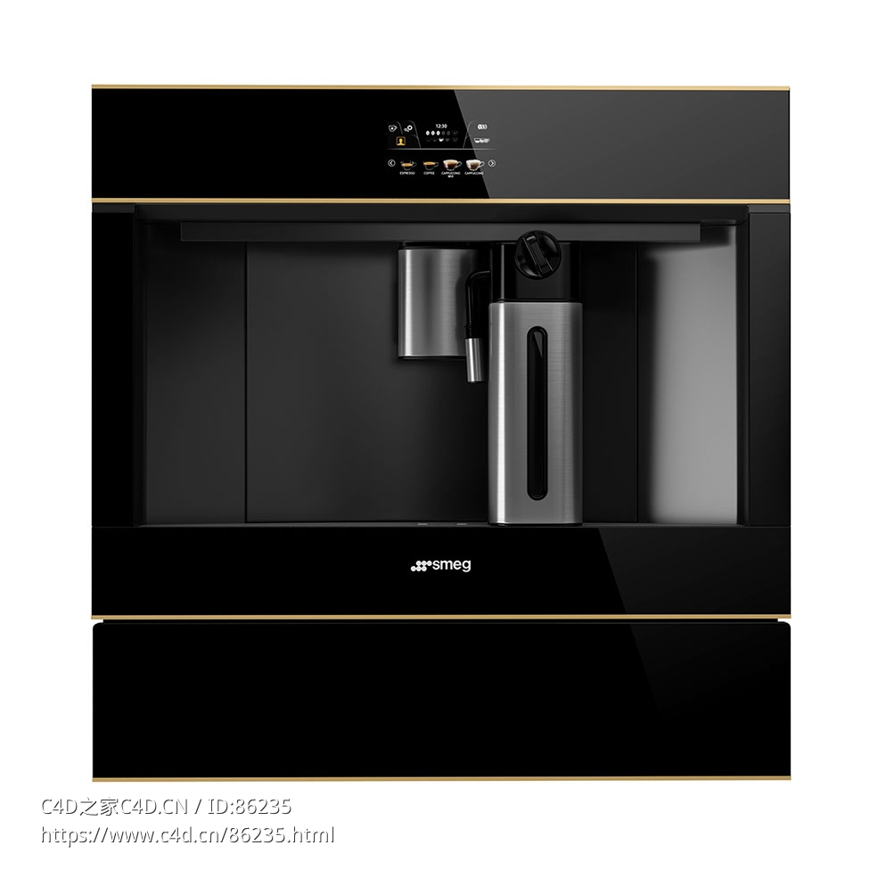 甜美新风格咖啡机家用咖啡机3D模型素材下载Dolce Stil Novo Coffee Machine by Smeg