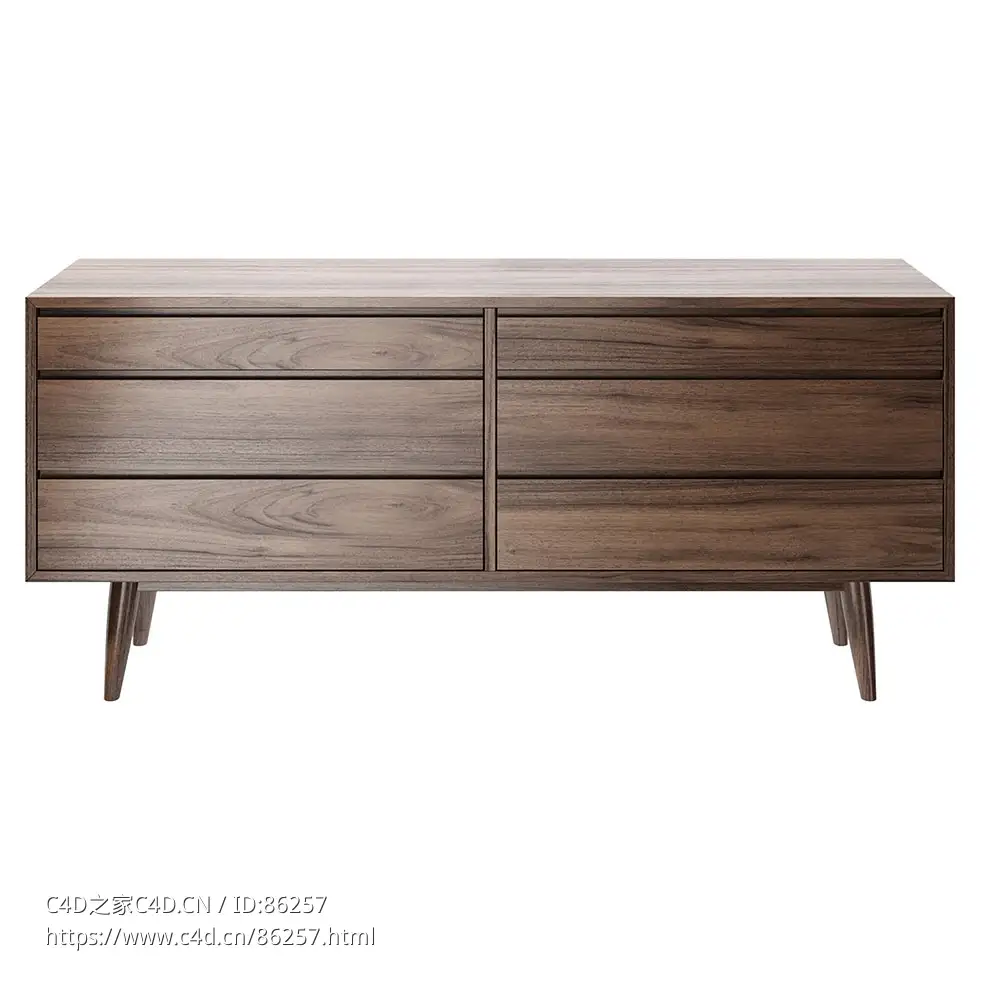 双层抽屉柜收纳家具3D模型素材下载Double Chest of Drawers by Wewood