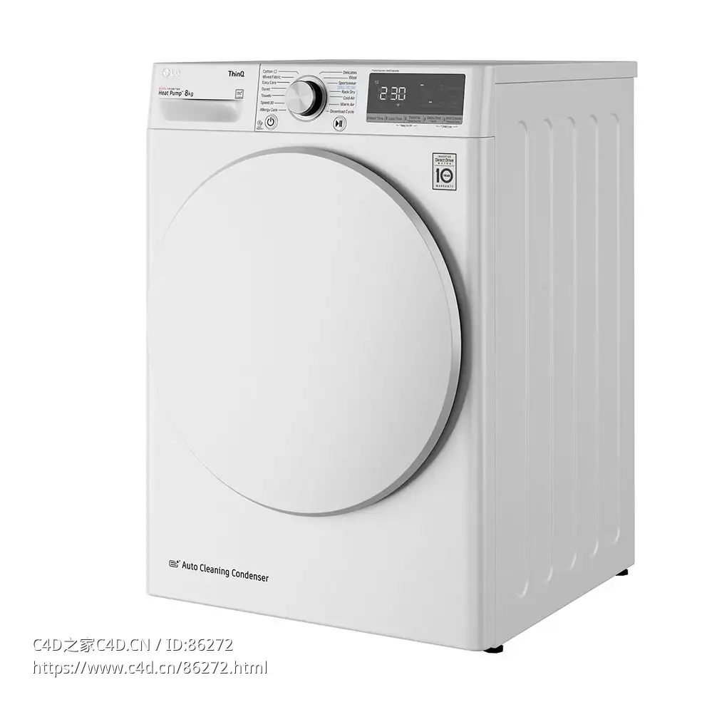 8公斤A级不透明门双变频烘干机家用电器3D模型素材下载Dual Inverter Tumble Dryer Wit - C4D之家 - 0954.jpg