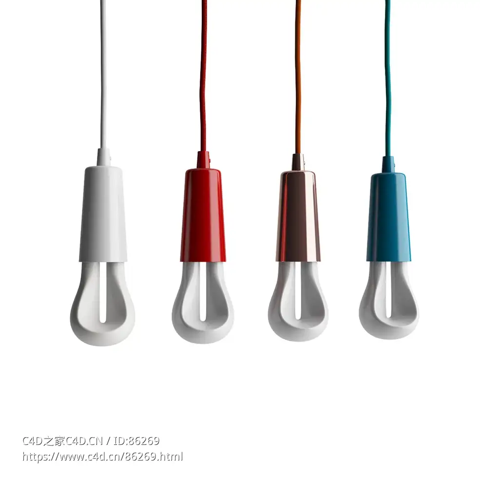 002款灯泡吊灯照明灯具3D模型素材下载Drop Cap Plumen 002 by Plumen