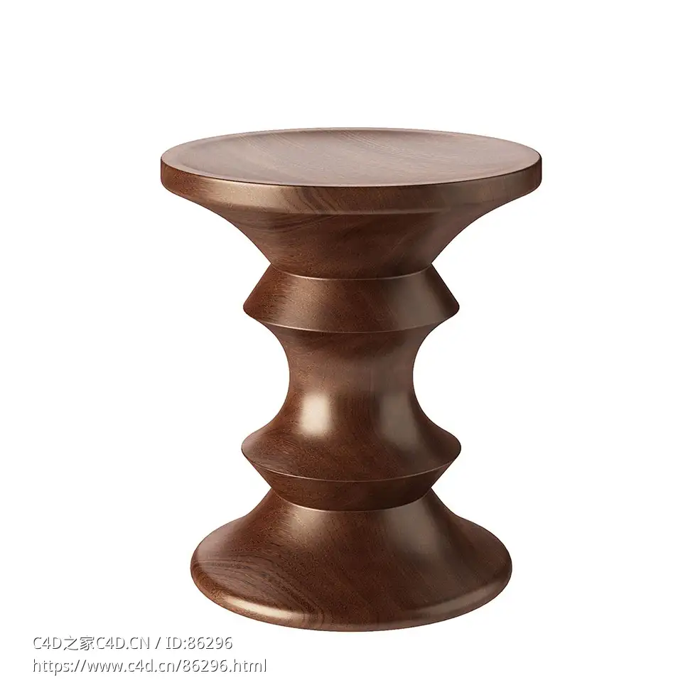伊姆斯胡桃木凳座椅家具3D模型素材下载Eames Walnut Stool by Vitra