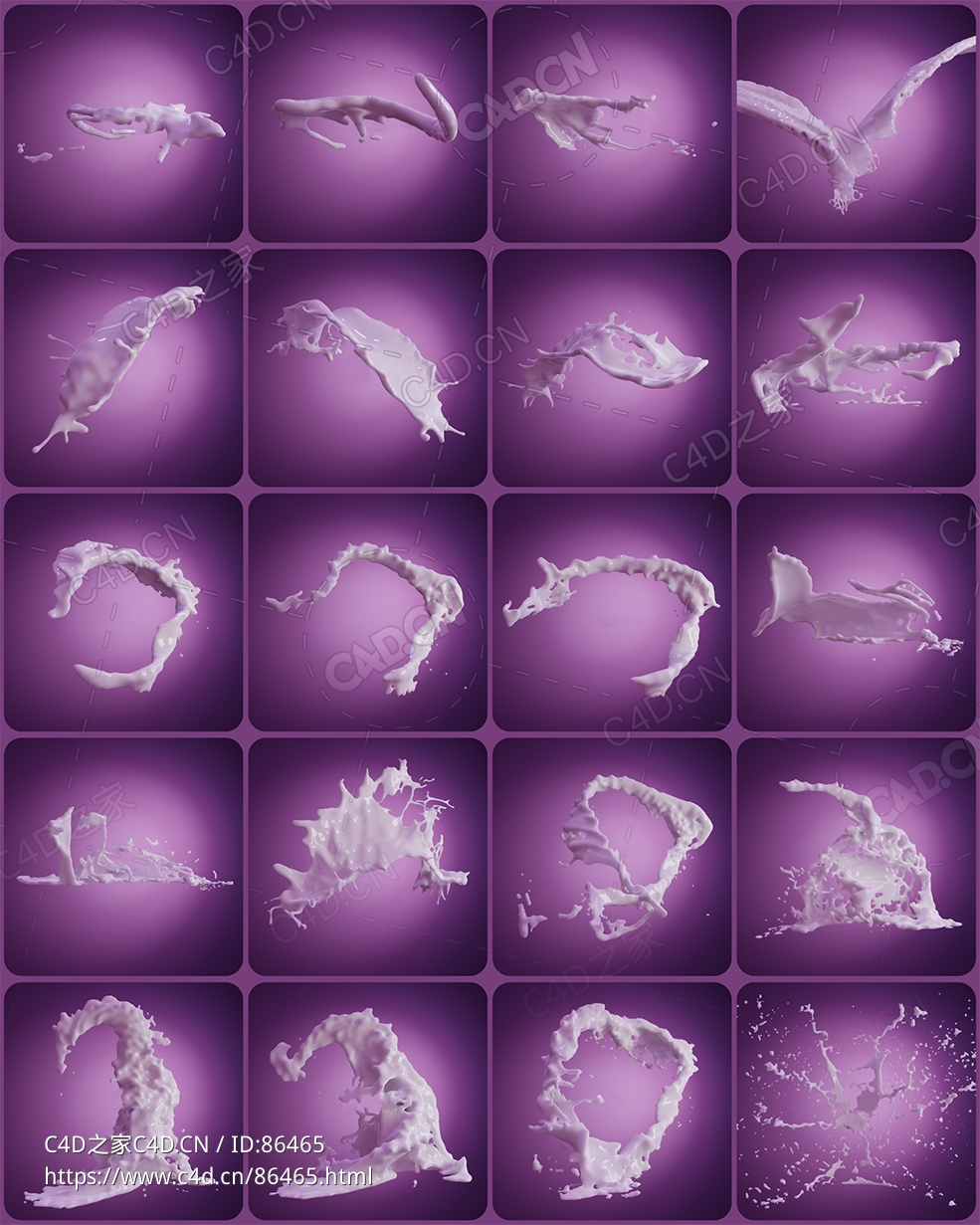 【高清3D液体飞溅模型】Liandi CGI 21款流体水花牛奶喷溅特效包.blend/.c4d/.fbx格式Liandi CGI Splash Pack - add 3d splashes to your product renders