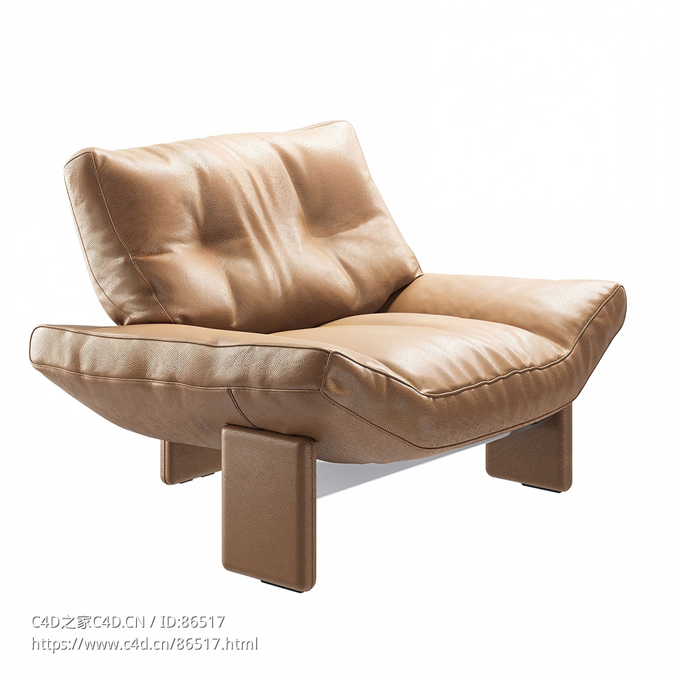 米诺特皮革扶手椅3D模型素材下载Emmi Armchair Leather by Minotti