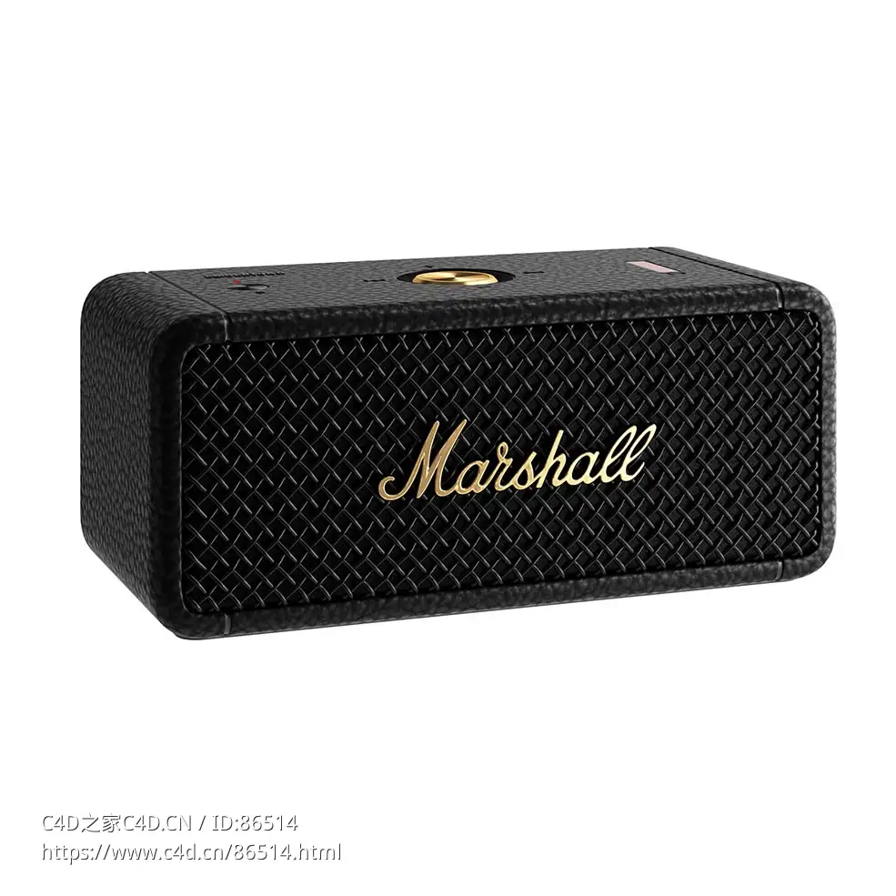 马歇尔第二代便携式蓝牙音箱3D模型素材下载Emberton II Portable Bluetooth Speaker b