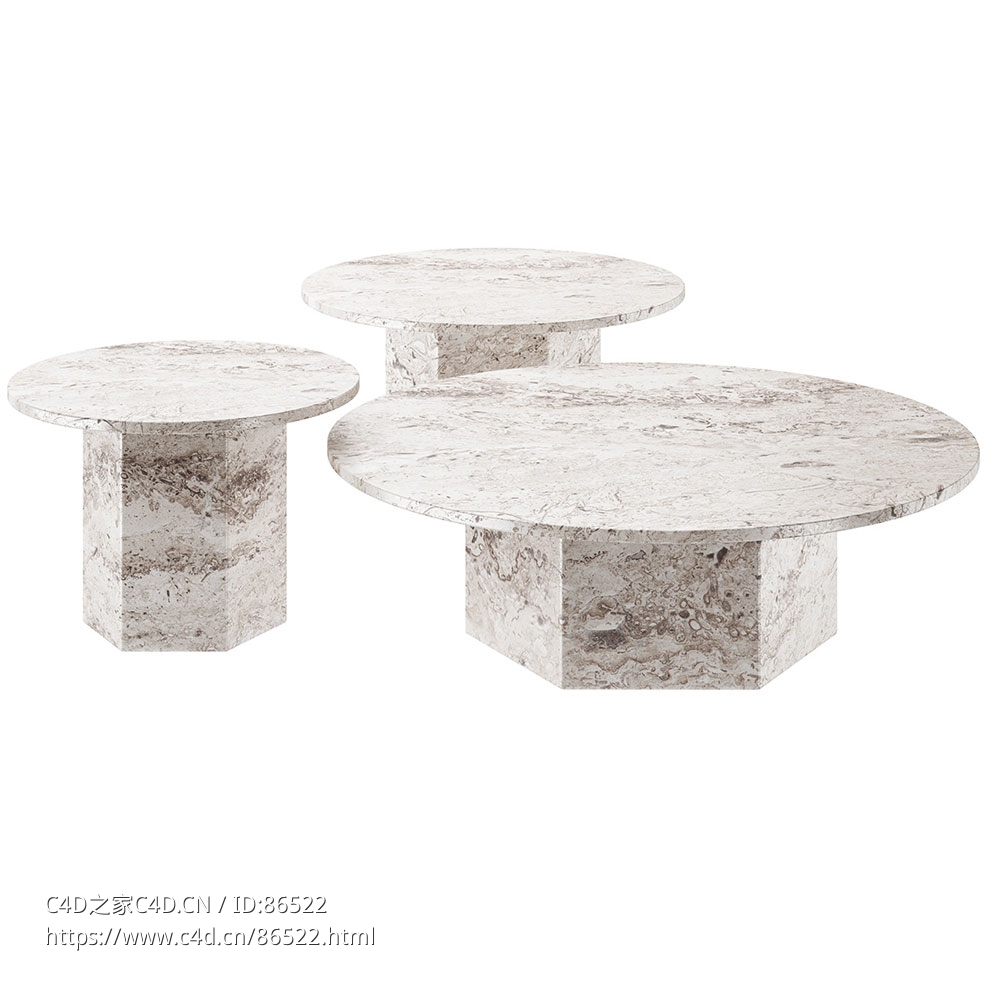 古比品牌史诗系列咖啡桌3D模型素材下载Epic Coffee Tables by Gubi