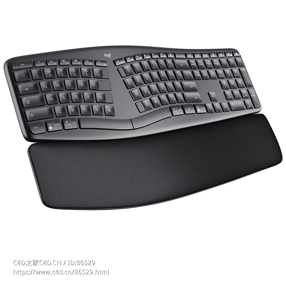罗技人体工学无线键盘3D模型素材下载Ergo K860 Wireless Keyboard by Logitech - C4D之家 - 1042.jpg