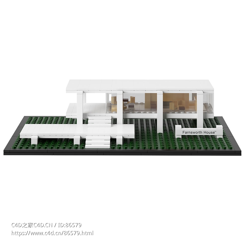 乐高法恩斯沃斯住宅模型3D模型素材下载Farnsworth House by Lego