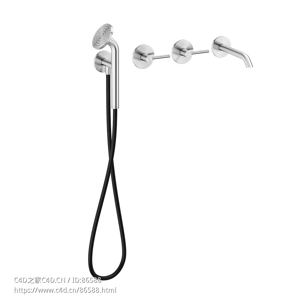 FFQT 21 69 豪华浴缸龙头浴室水龙头3D模型素材下载FFQT 21 69 Bathtub Mixer by Quadr