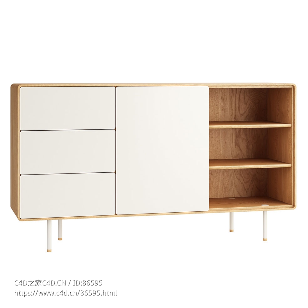 Fina 176厘米衣柜大型衣柜3D模型素材下载Fina Dresser 176 by Gazzda