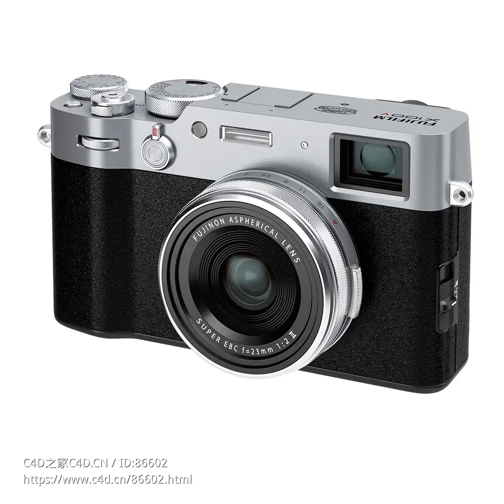 富士数码相机X100V灰色版复古相机3D模型素材下载Finepix X100V Digital Camera Grey b