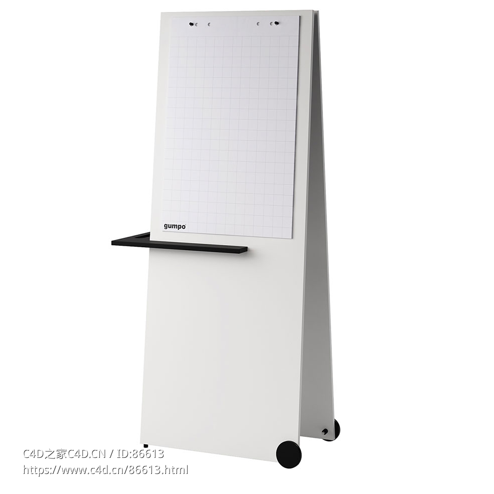 移动白板架办公教学白板3D模型素材下载Flipchart by Gumpo