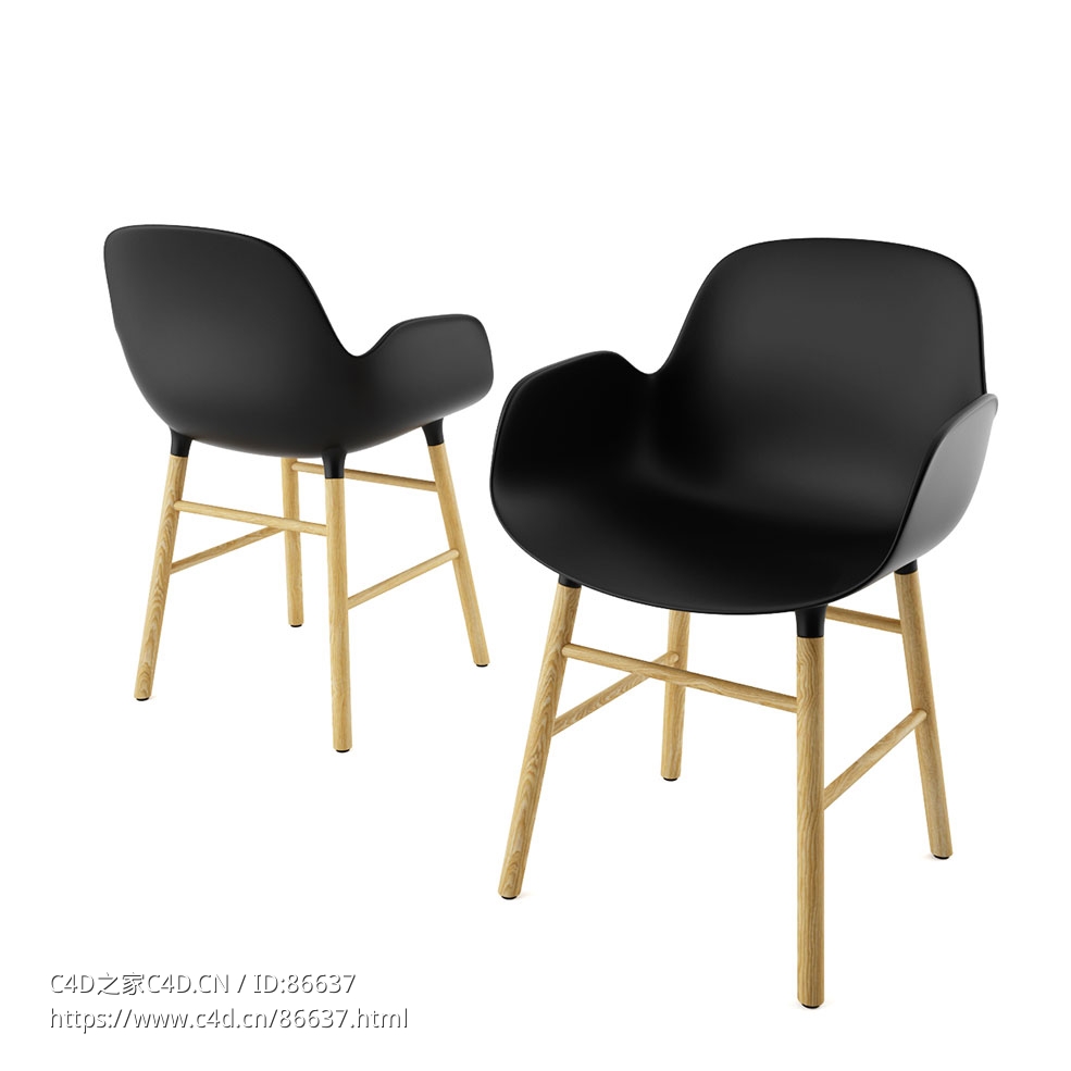 Form 扶手椅休闲座椅3D模型素材下载Form Armchair by Normann Copenhagen