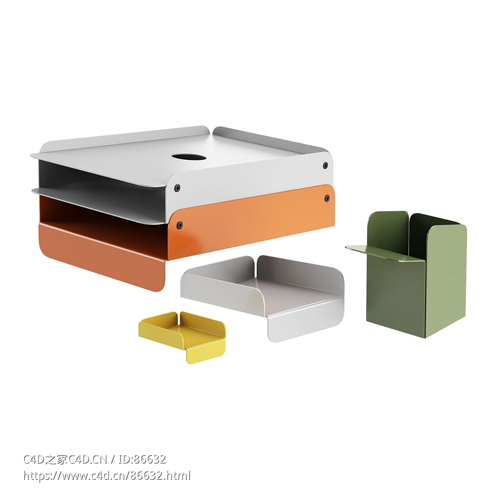 Foldy 办公托盘系列文件收纳3D模型素材下载Foldy Office Tray Series by SFSO