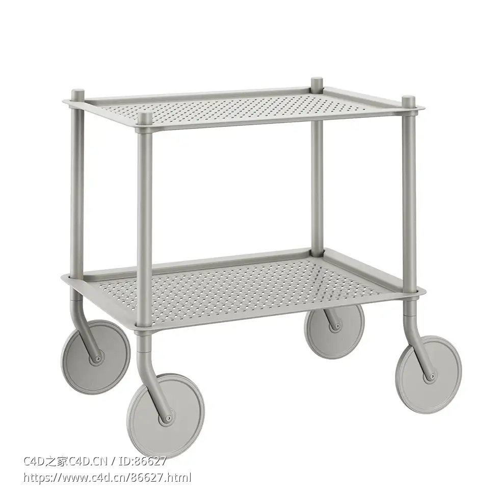 双层移动推车收纳推车3D模型素材下载Flow Trolley 2 Layers by Muuto