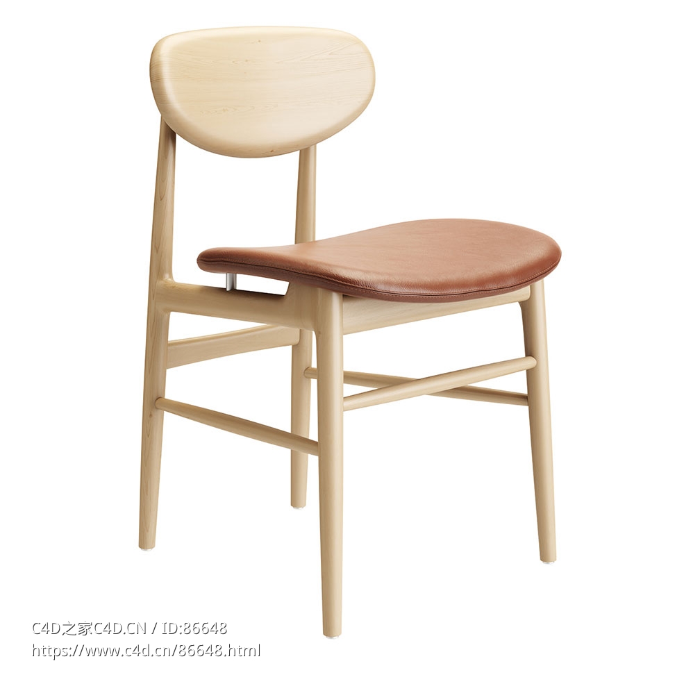 Fred 白蜡木餐椅实木椅子3D模型素材下载Fred Ash Dining Chair by Lema