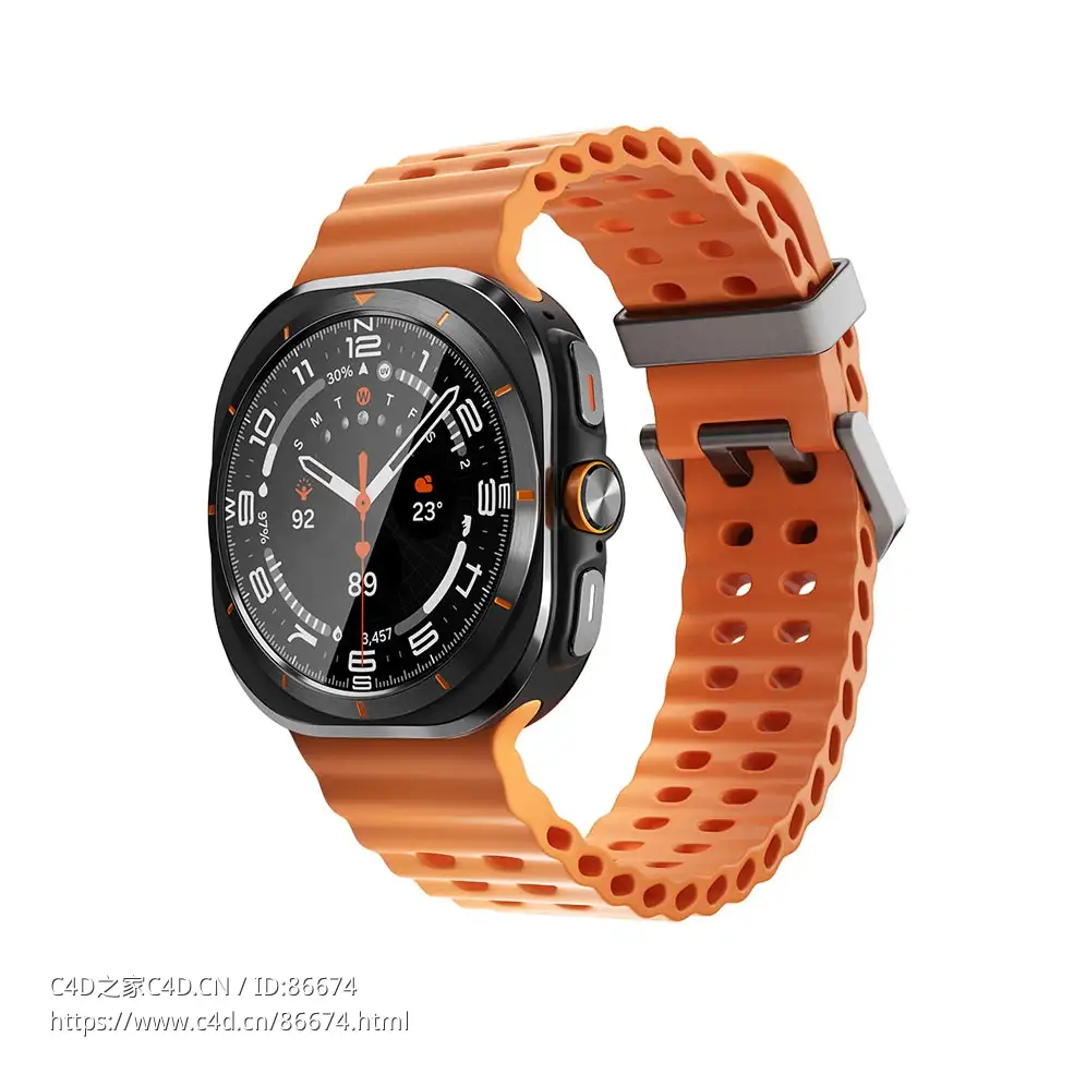 三星Galaxy Watch Ultra灰色智能手表可穿戴设备3D模型素材下载Galaxy Watch Ultra Gra