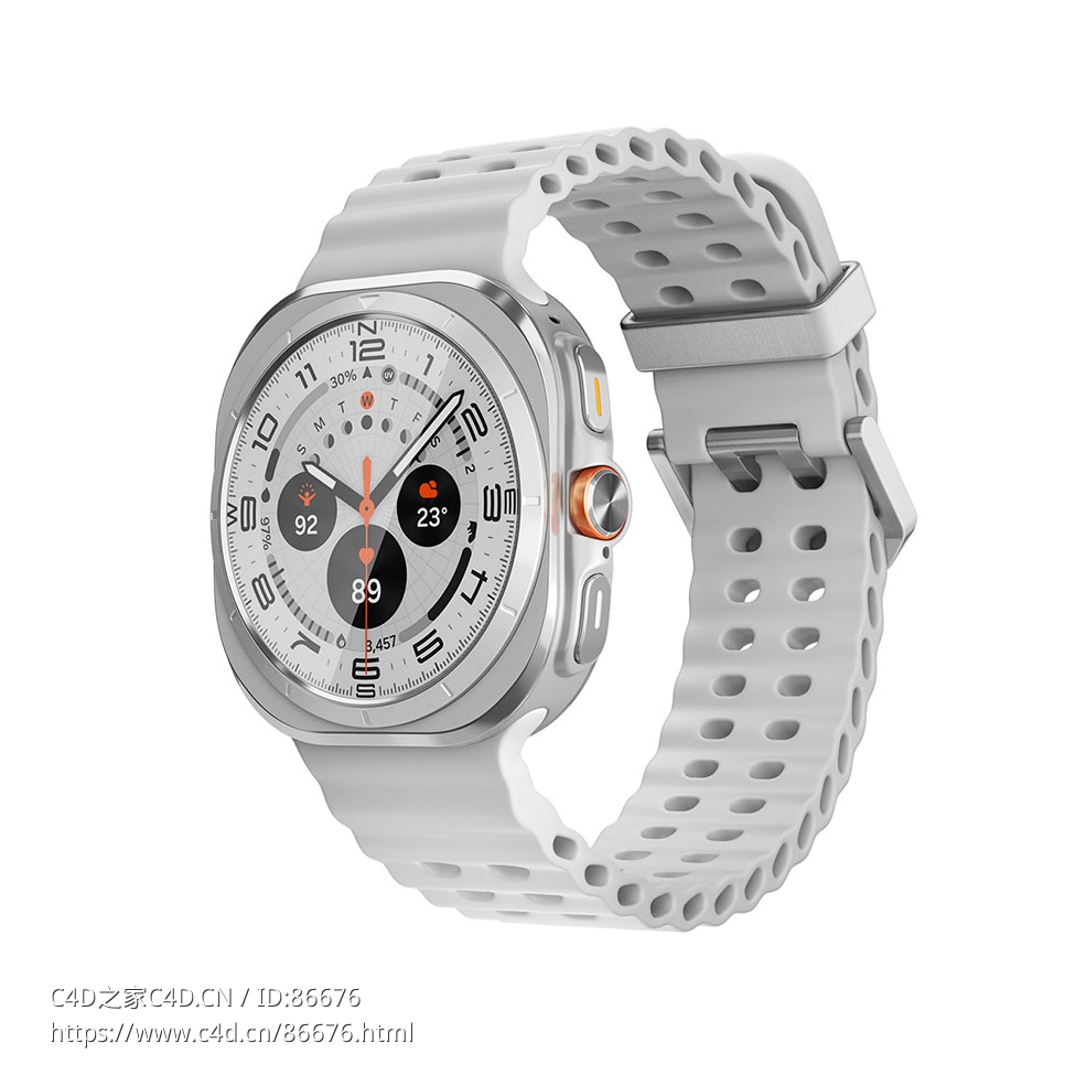 三星Galaxy Watch Ultra白色智能手表可穿戴设备3D模型素材下载Galaxy Watch Ultra Whi