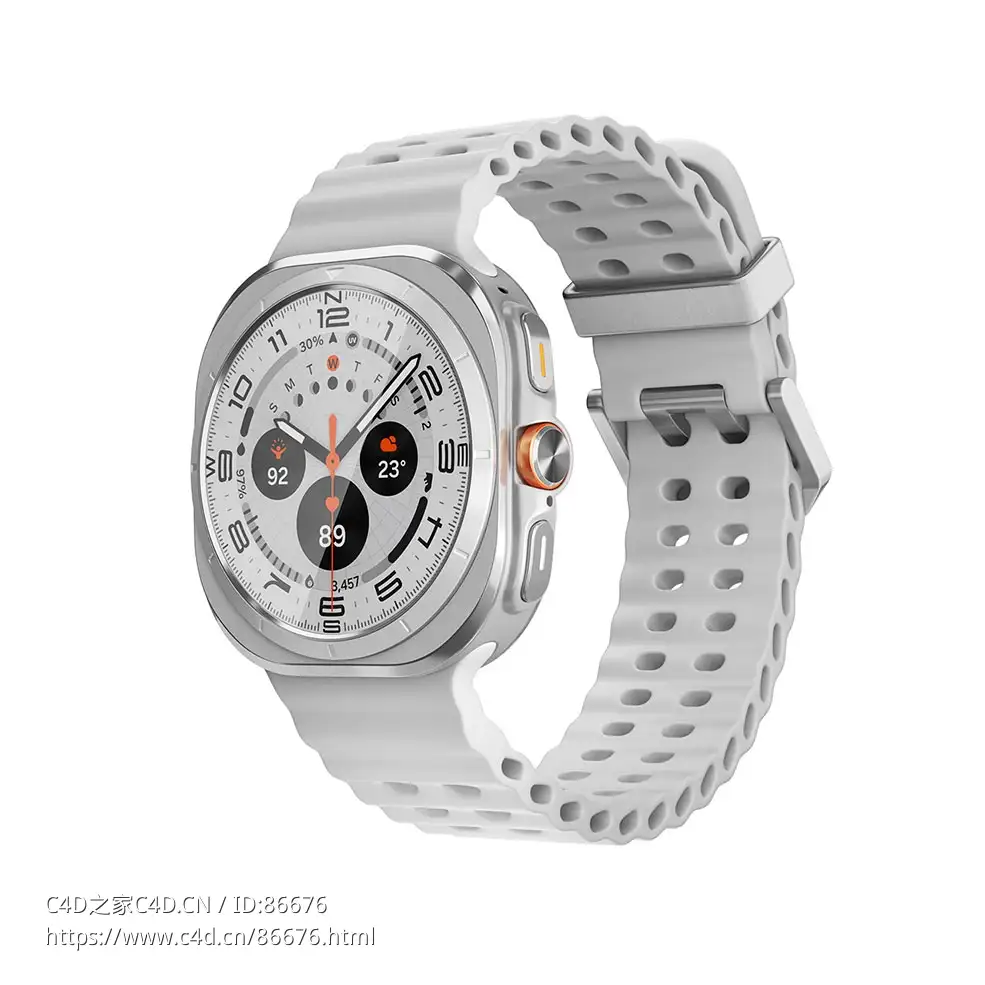 三星Galaxy Watch Ultra白色智能手表可穿戴设备3D模型素材下载Galaxy Watch Ultra Whi