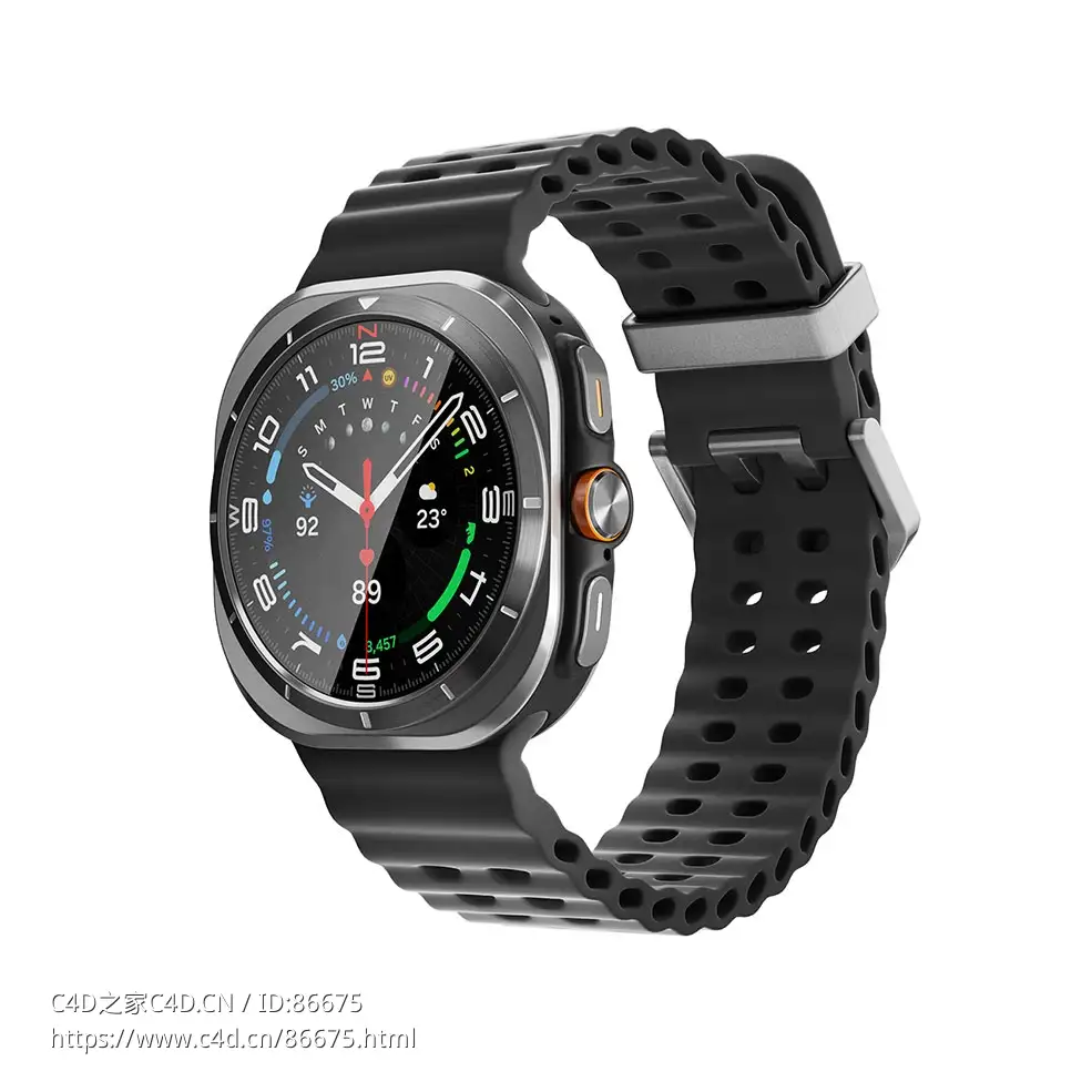三星Galaxy Watch Ultra银色智能手表可穿戴设备3D模型素材下载Galaxy Watch Ultra Sil