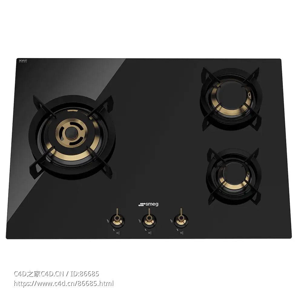 燃气灶PC73GNO厨房电器3D模型素材下载Gas Hob PC73GNO by Smeg - C4D之家 - 1198.jpg