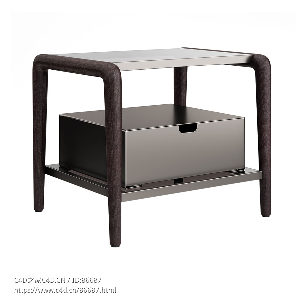 Gaudi 带抽屉床头柜卧室家具3D模型素材下载Gaudi Bedside Table with Drawer by Flou - C4D之家 - 1200.jpg