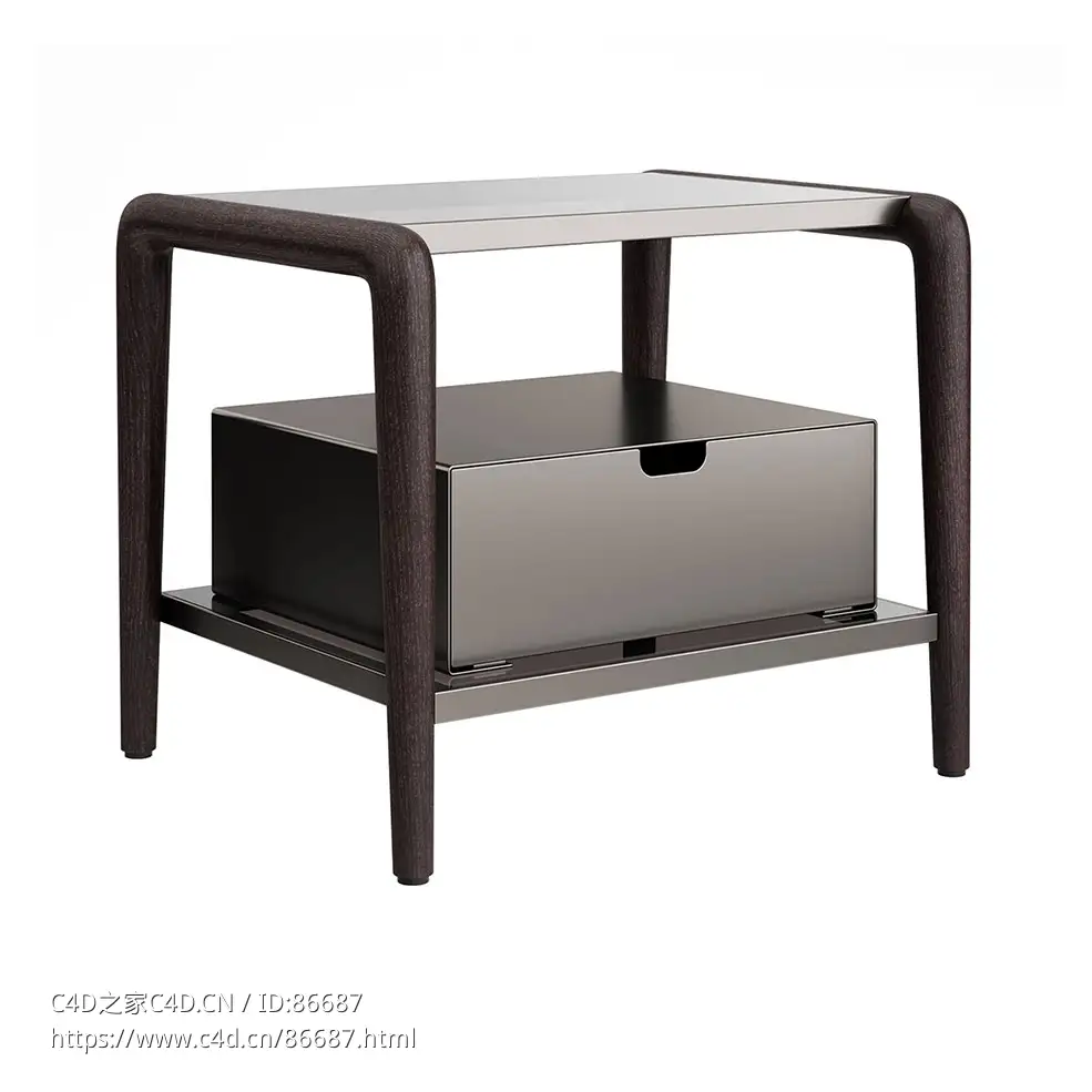 Gaudi 带抽屉床头柜卧室家具3D模型素材下载Gaudi Bedside Table with Drawer by Flou - C4D之家 - 1200.jpg