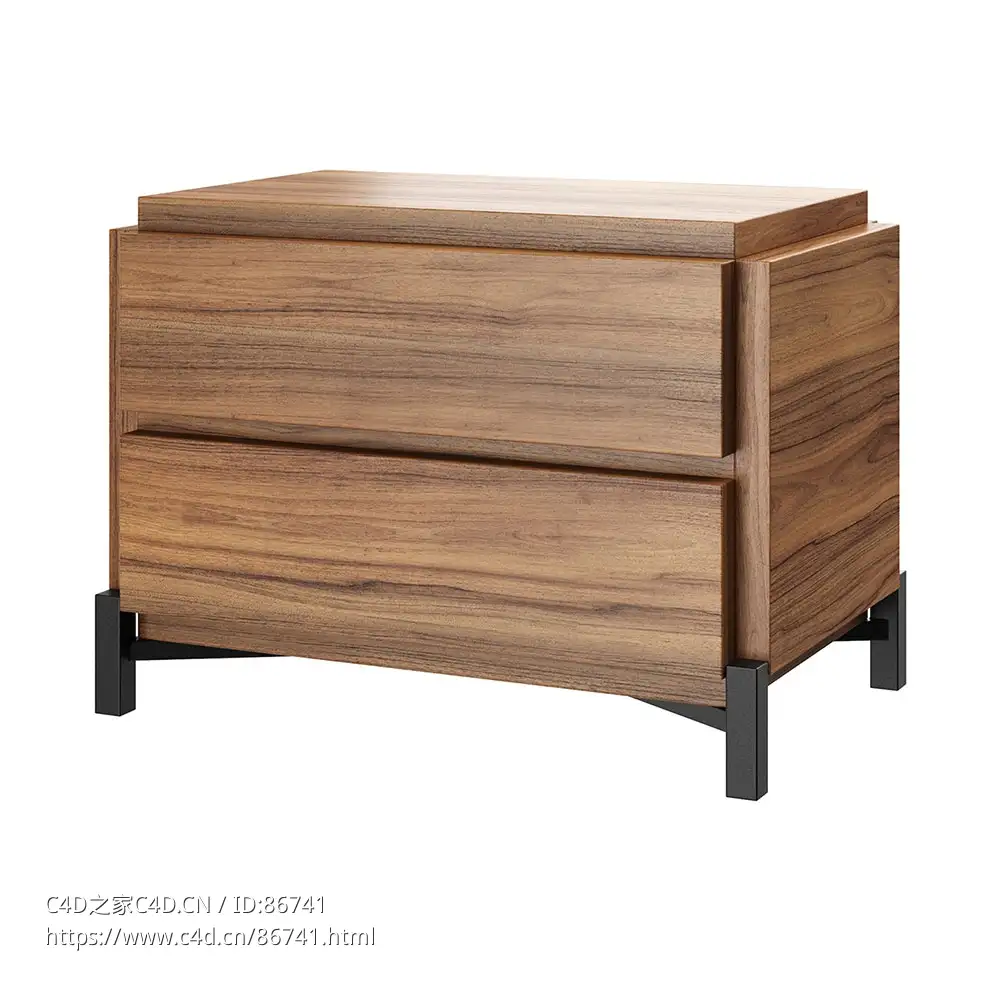 双抽屉床头柜Bonaldo品牌家具3D模型素材下载Groove Bedside Table Two Drawers by Bon