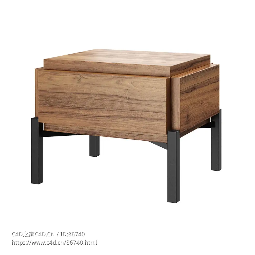 单抽屉床头柜Bonaldo品牌家具3D模型素材下载Groove Bedside Table One Drawer by Bona