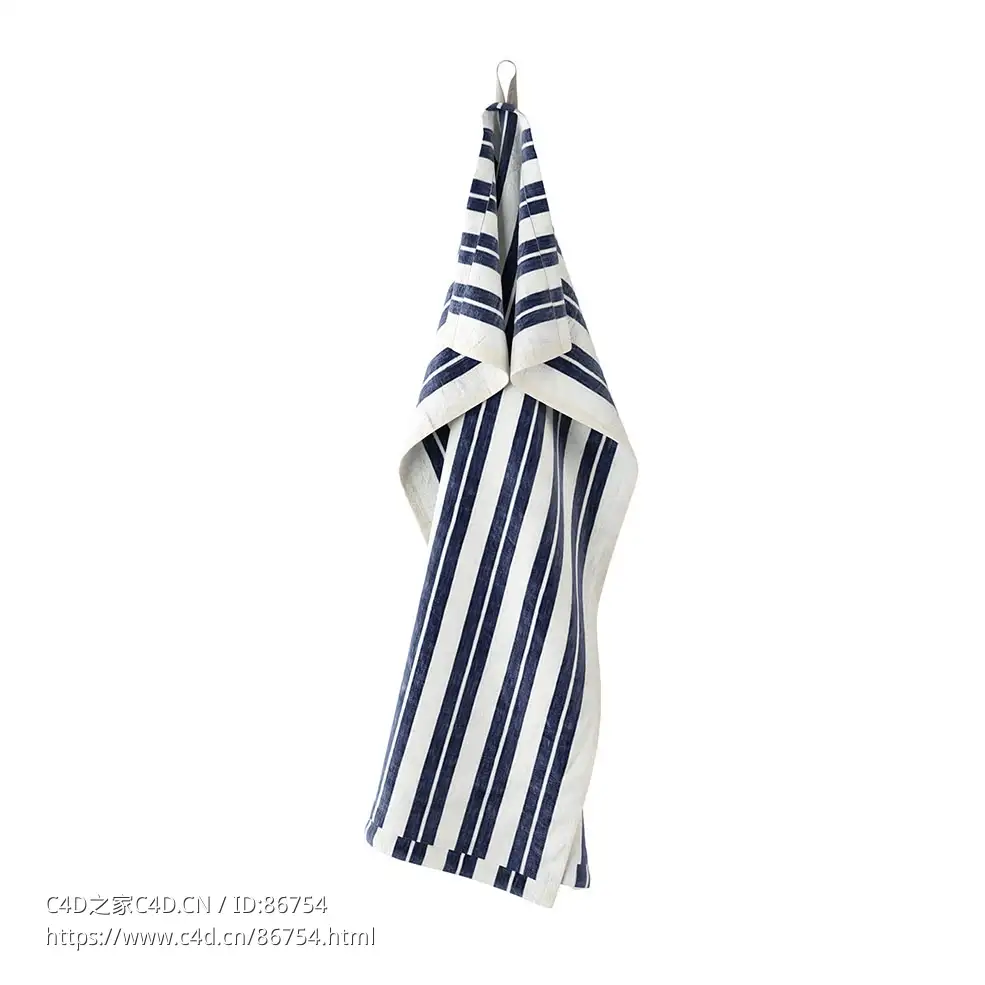 米蓝色茶巾Ferm Living品牌毛巾3D模型素材下载Hale Tea Off-White Blue Towel by Ferm