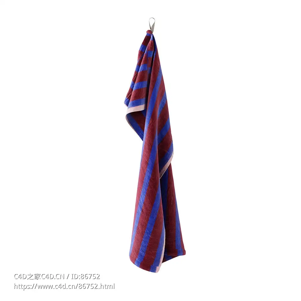 棕蓝色茶巾Ferm Living品牌毛巾3D模型素材下载Hale Tea Brown Navy Blue Towel by Fer