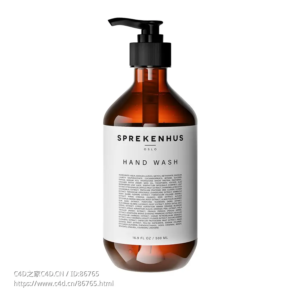 琥珀迷恋洗手液500毫升Sprekenhus品牌护肤品3D模型素材下载Hand Washer 500ml Amber I