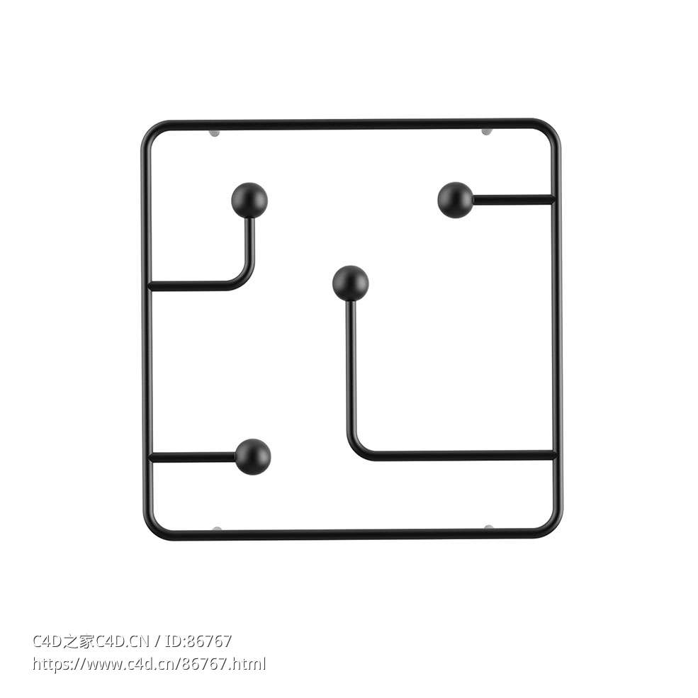 小型挂环衣架Karakter品牌家具3D模型素材下载Hang Around Coat Rack Small by Karakte