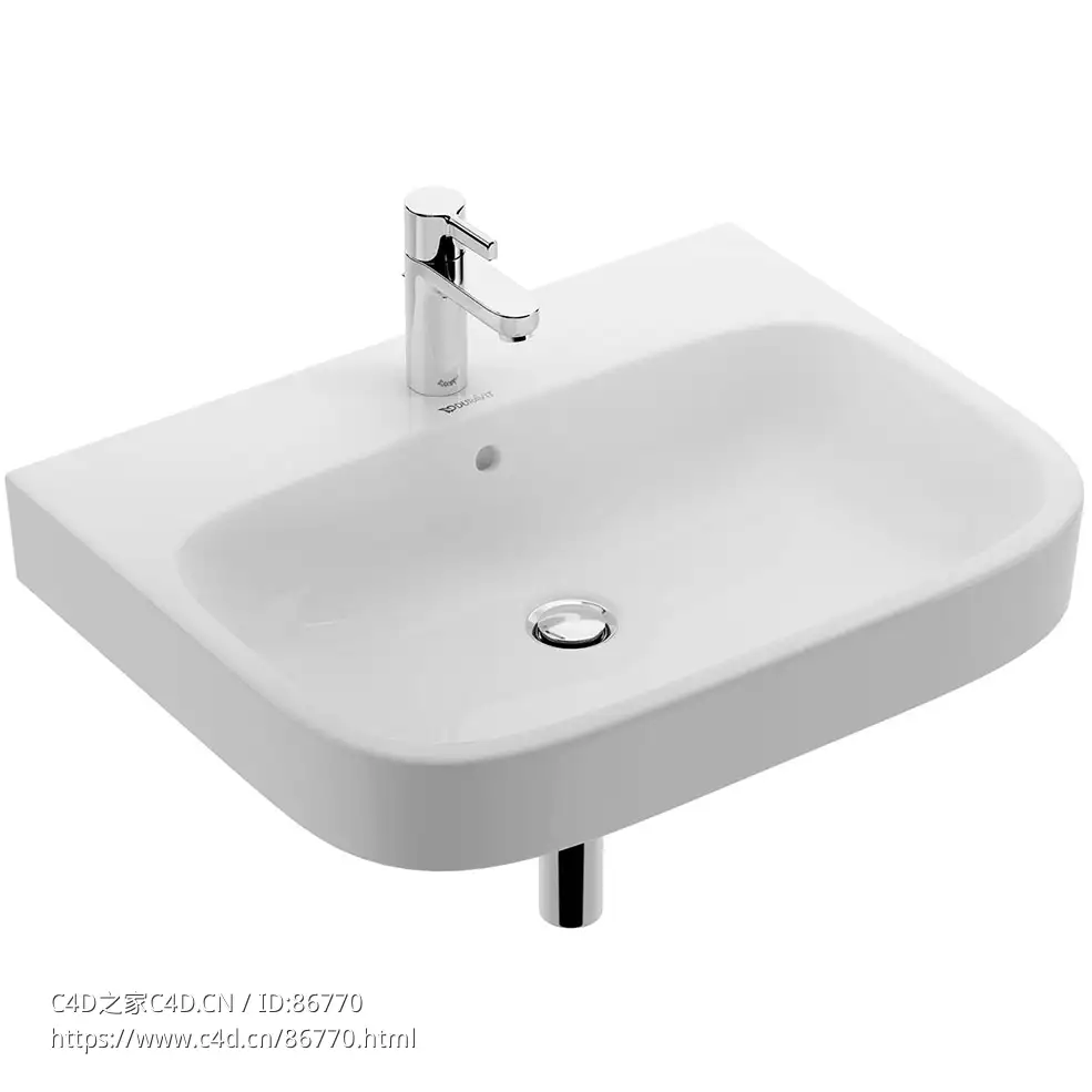 快乐D.2系列2318洗手盆Duravit品牌卫浴3D模型素材下载Happy D.2 2318 Washbasin by Du