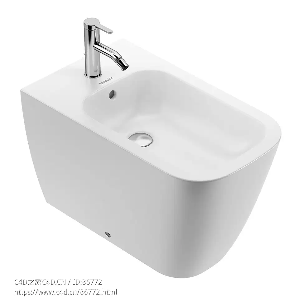 快乐D.2系列落地式净身器Duravit品牌卫浴3D模型素材下载Happy D.2 Bidet Floor Standi