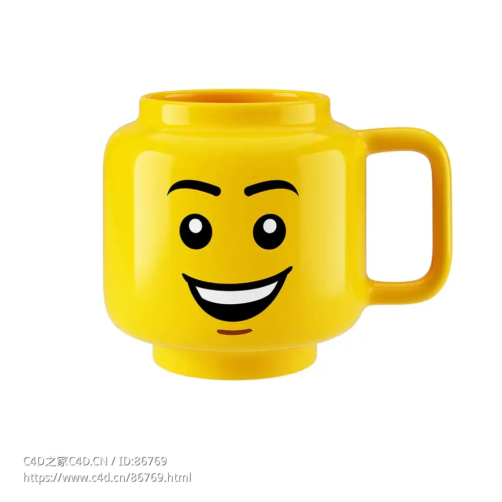 快乐男孩大号陶瓷杯Lego品牌餐具3D模型素材下载Happy Boy Large Ceramic Mug by Lego