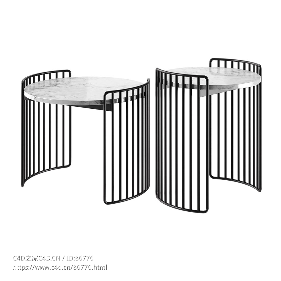 竖琴边几Bonaldo品牌家具3D模型素材下载Harpe Side Coffee Table by Bonaldo