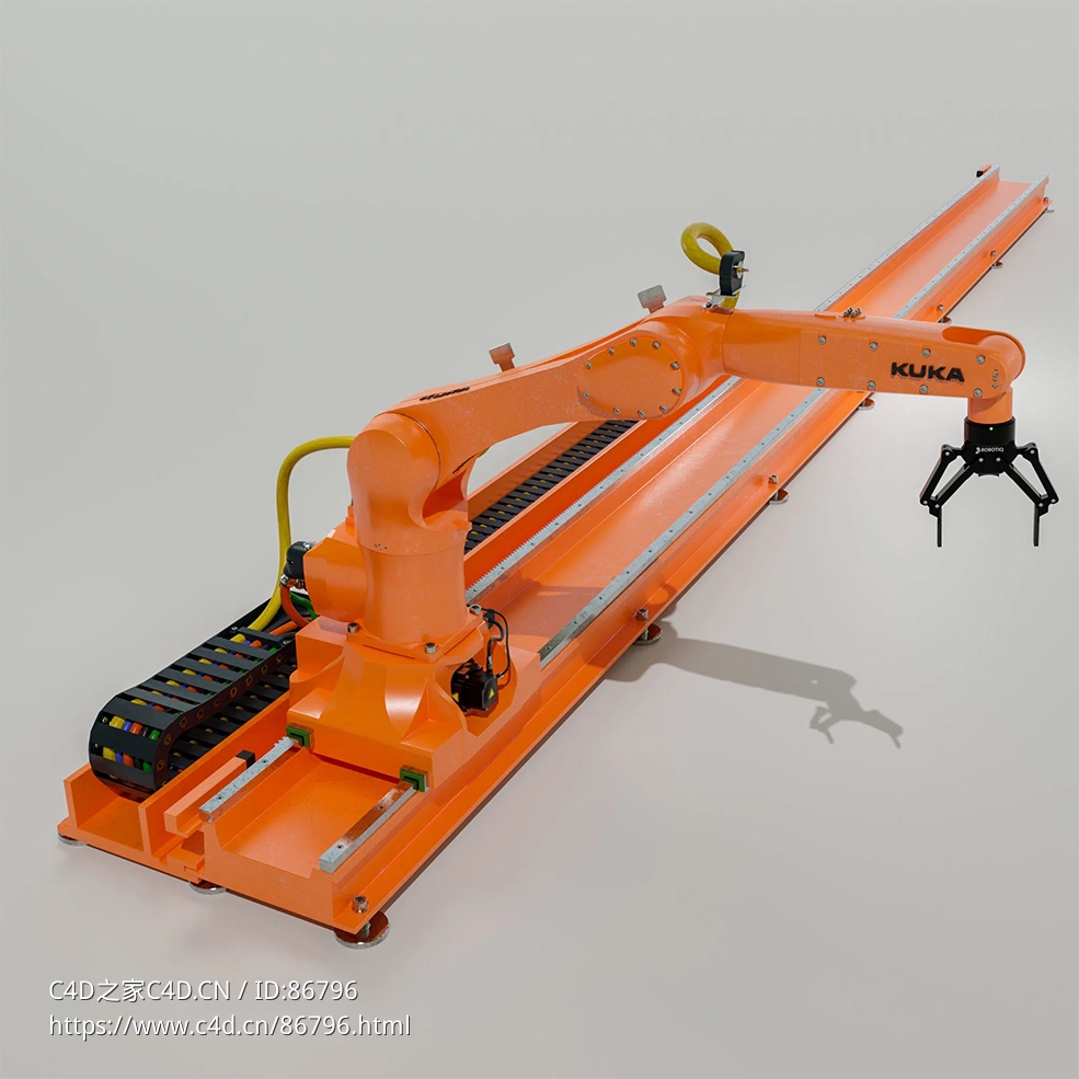 KUKA库卡工业六轴机器人机械手臂工业自动化生产线机械臂3D模型Robot Kuka Agilus V2-10 R2100 On A Kl100 6m