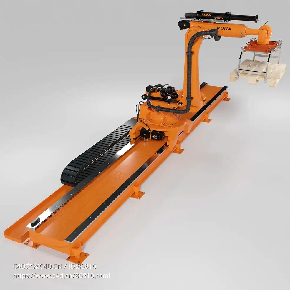 工业级KUKA KR210机械手臂机器人3D模型含直线导轨滑台数控自动化设备精品模型下载Robot Kuka Kr210 + Flange + Linear Axis