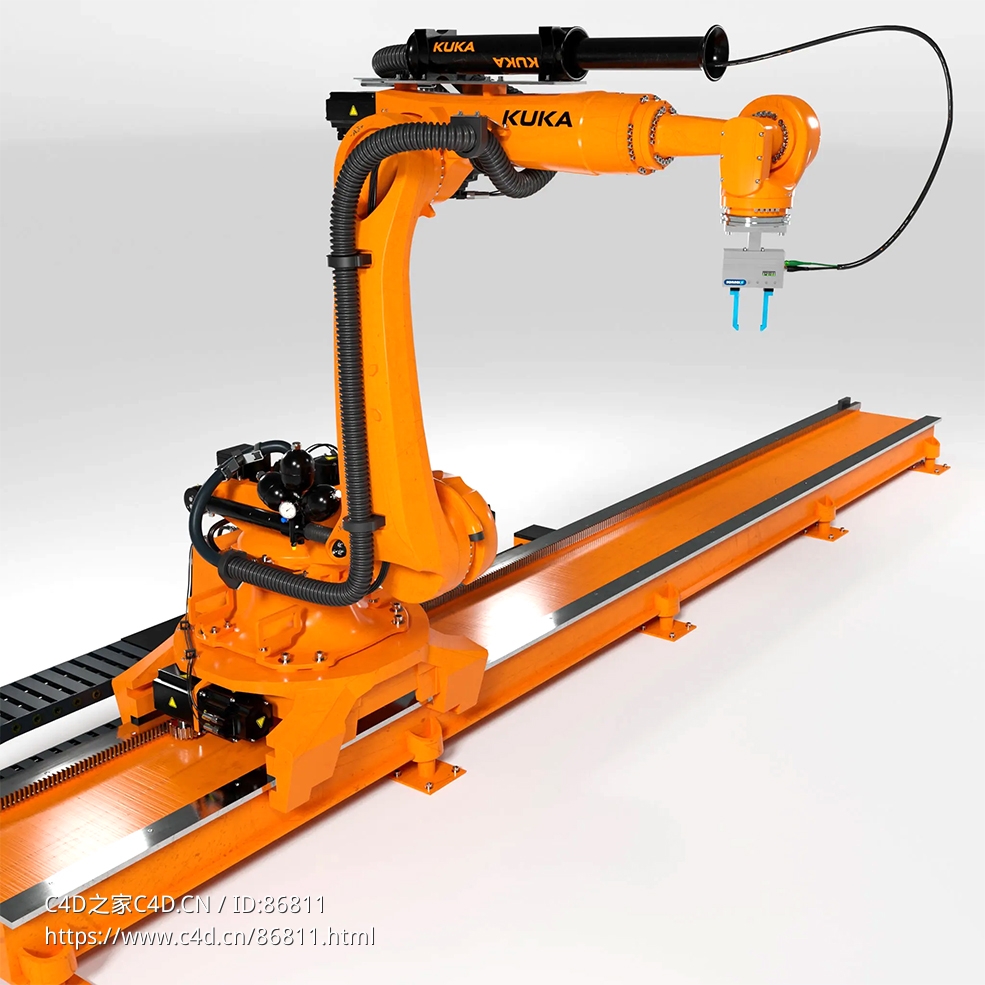 工业机器人KUKA KR210机械手臂自动化生产线智能制造设备三维模型工程机械设备模型下载Robot Kuka Kr210 Rigged Amature