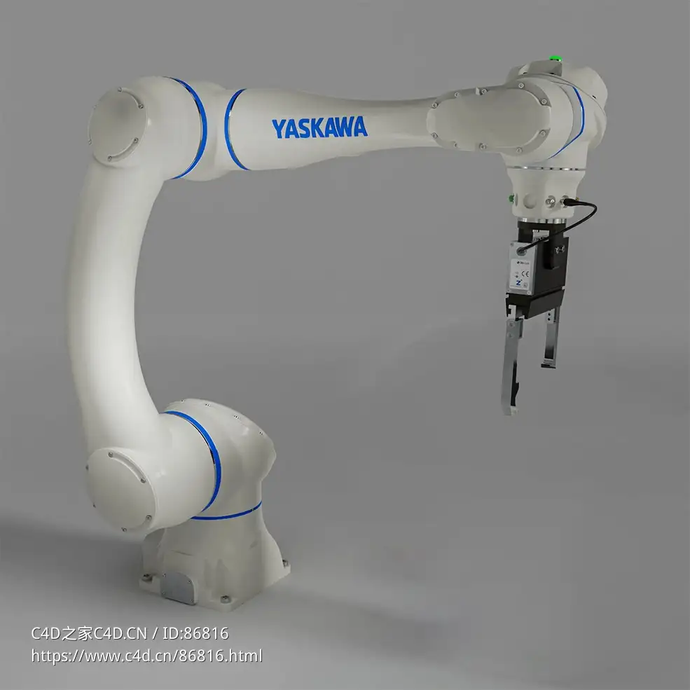 雅马哈工业机器人轮胎装配机械手臂外观精细3D模型带贴图下载Robot Yaskawa Motoman Hc20dt Rigged